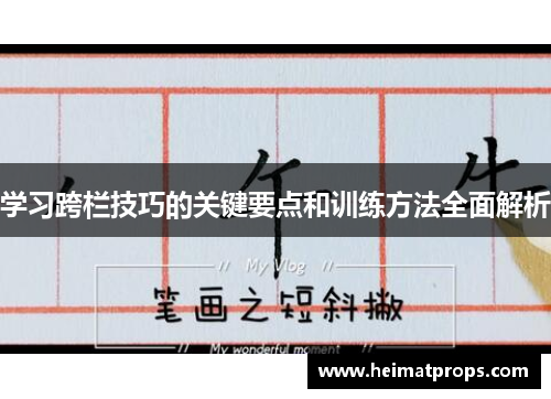 学习跨栏技巧的关键要点和训练方法全面解析